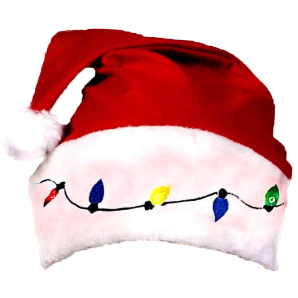 The Holiday Aisle® PMU Christmas Lightup Santa Hat Plush Trim Red